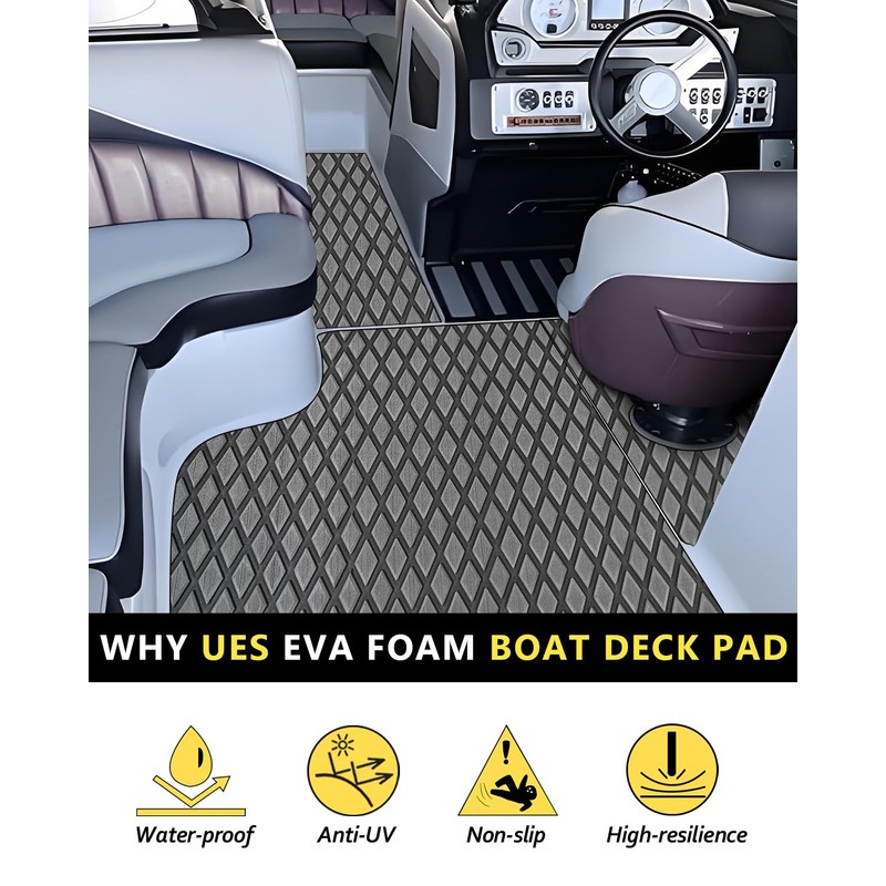 KT GuoMei 94.5"X43.31" Tiny Diamond Patterns EVA Self-Adhesive Boat Decking