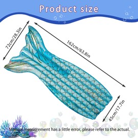 CIYIN Mermaid Air Mattresses Pool Adults and Children, PVC Pool Inflatable Air Mattress, Inflatable Pool Chair, Inflatable Pool Air Mattress for Hawaiian Party, Summer, Water Feature (Blue)