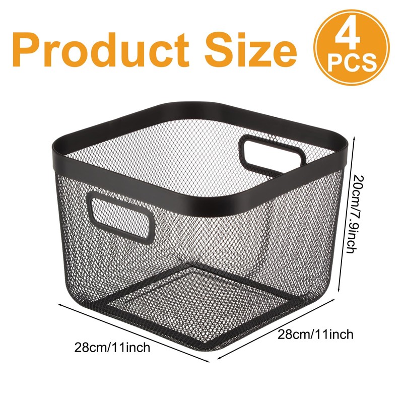 MorningRo 4 Pack Metal Mesh Basket with Hollow Handles 11