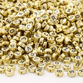 600 Pieces Acrylic Round Letter Beads Set Initial Alphabet Beads Letter Beads for Threading for DIY Friendship Bracelet Jewellery Making (Gold)