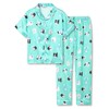 Beezizac Silky Satin Pajama for Girls - Green Dogs Coat