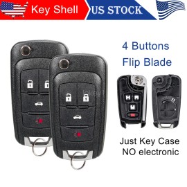 Unbranded 2 Replacement for 2011-2016 Buick LaCrosse Regal Remote Key Fob 4b Shell Case