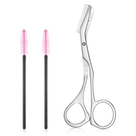 simarro Eyebrow Scissors with Combs, Eyebrow Trimmer Professional Kit for Men and Women with Brush Stainless Steel Silver Grooming Tools