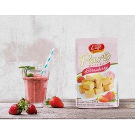 Gastone Lago Party Variety Wafers Cream Filling 8.82 oz, 250g (Pack of 2) (Vanilla/Strawberry, 2-Pack)