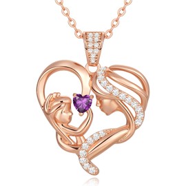 Zifeel Mothers Day Gifts for Mom Wife Her Grandma, S925 Sterling Silver Birthstone Necklaces Jewelry for Women, Mother's Day Love Heart Pendant Necklace for Anniversary Birthday Christmas Day