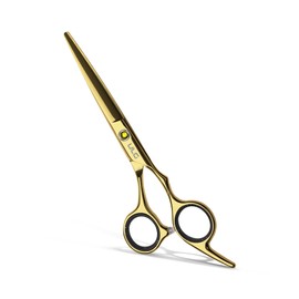 ULG Hair Scissors 6.5 Inch Hairdressing Hair Scissors, Salon Razor Blade Hair Cutting Scissors, Japanese Stainless Steel Hair Cutting Scissors with Removable Finger Gold