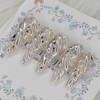 Silver Embedded Wave Handmade Nail Tips - Square L /