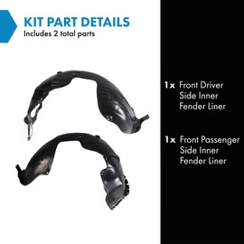 TRQ TRQ Front Inner Fender Liner Set Compatible with 2016-2017 Hyundai Sonata HY1248181 HY1249181