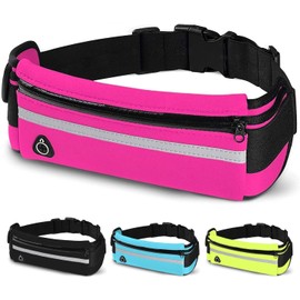 Running Fanny Pack for Men and Women, Waterproof Sports or Travel Waist Bag, Elastic and Adjustable Belt, pink