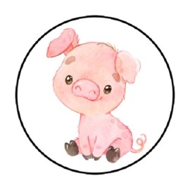 handmade 48 BABY PIG ENVELOPE SEALS LABELS STICKERS 1.2" ROUND FAVOR