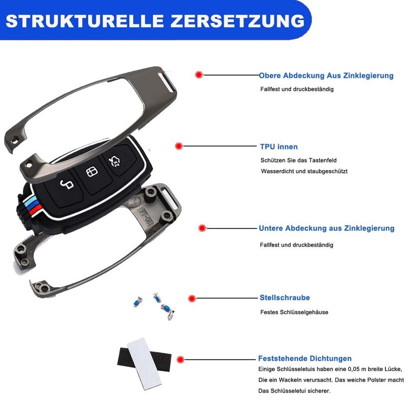 Car Key Case for Ford, 3 buttons black