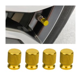 CGEAMDY 4 Pieces Car Tire Valve Stem Caps, Tyre Valve Caps Fine Mesh, Aluminum Alloy Heavy Duty Stem Covers, Dust Proof Corrosion Resistant Tire Valve Cap Set, Car Exterior Accessories(Gold)
