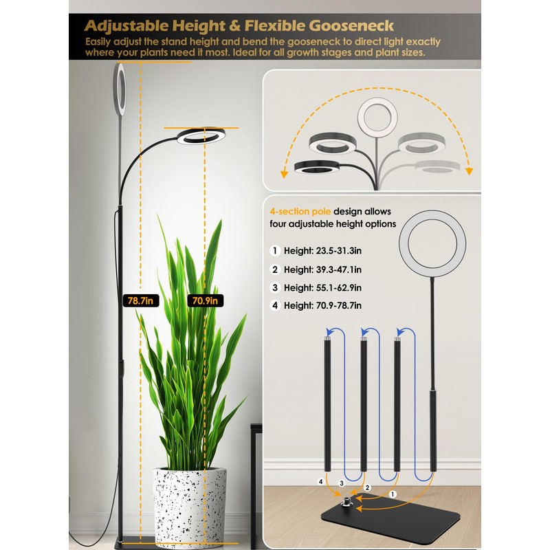 GLOWRIUM Grow Lights for Indoor Plants, 24W Full Spectrum LED