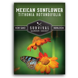 Survival Garden Seeds - Mexican Sunflower Seed for Planting - Packet with Instructions to Plant and Grow Tithonia Rotundifolia in Your Home Vegetable or Flower Garden - Non-GMO Heirloom Variety