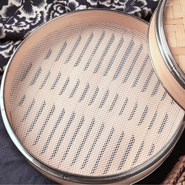 GUCUJI 4Pcs 8 inch Non stick Silicone Steamer Liners Mesh Mat Pad Steamed Buns Dumplings Baking Pastry Dim Sum Mesh