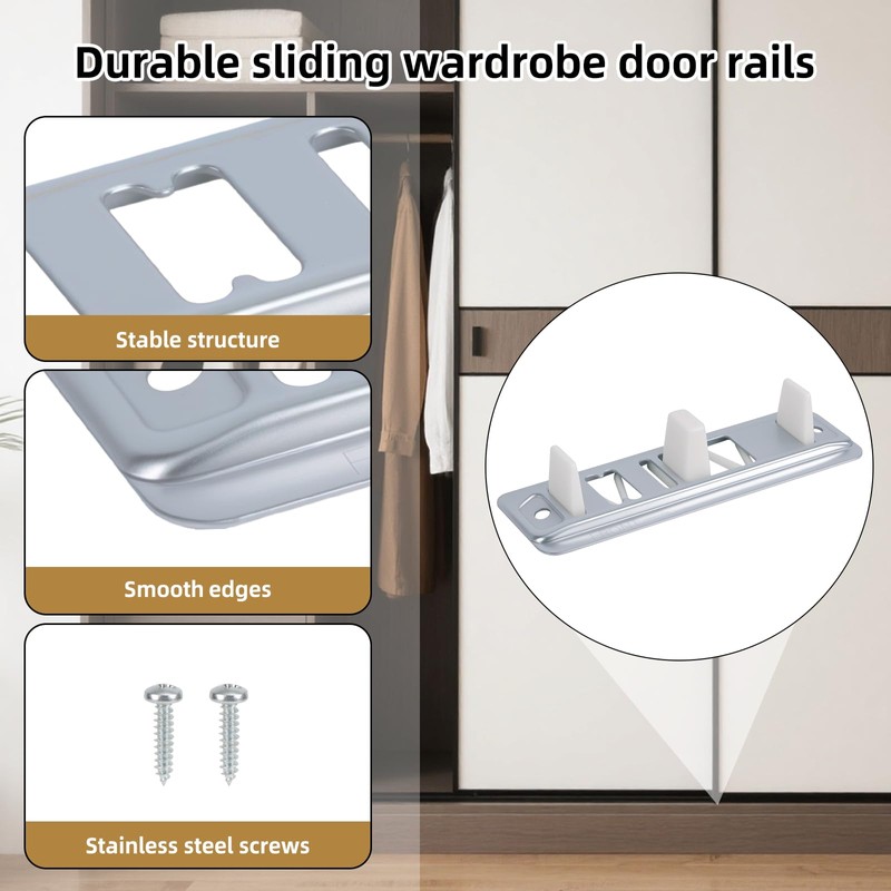 8 Pack Sliding Closet Door Floor Guides, Bypass Bottom Track