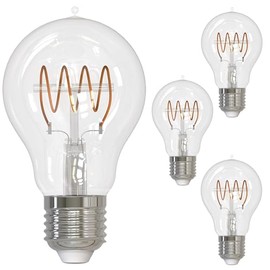 Diodesy- A19 LED Loop Antique Filament Bulb Pack of 4 Victorian Style Vintage Lamp 4.5W (25W Equivalent) Dimmable 2100K Amber Light 350LM E26 Base Enclosed Fixture Rated for Chandelier Wall Sconce