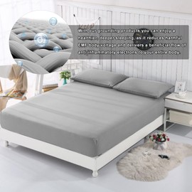 Grounding Sheets for King Size, Fitted Earthing Sheets Grounding Fitted Sheet for Improving Sleep, Better Working and Help with Anxiety, Organic Cotton & Silver Fiber, Grey