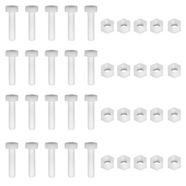 Piutouyar 20 Pair M6x25mm White Nylon Hex Bolts Plastic Hex Nuts Full Thread Hex Head Screws and Nuts Set