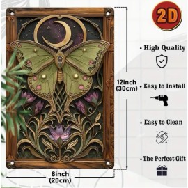 Unbranded METAL ART-Purple Luna Moth and Moon Wall Art - Home Decor Enthusiasts