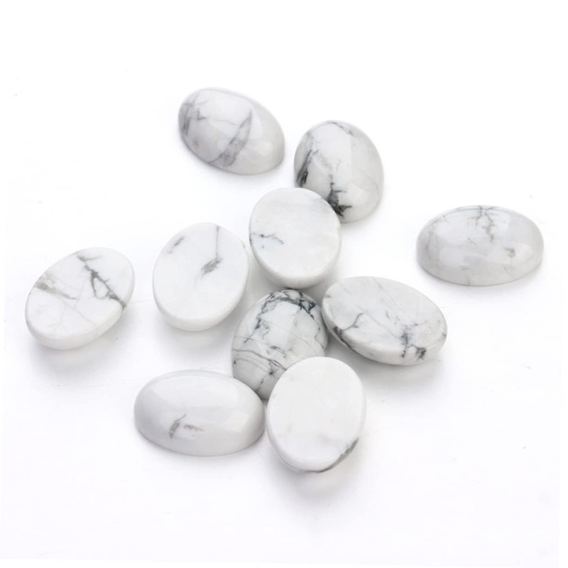 STOBOK 10pcs Oval Howlite Stone Supplies for Jewelry Craft Making
