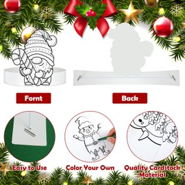 Zhanmai 48 Pcs Holiday Headbands Craft Kits Paper Crowns Art Party Hats for Kids Color Your Own Activities Supplies(Christmas Santa)