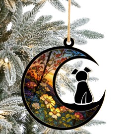 LOVELYPOD DIY Dog Ornament Suncatcher Memorial Gifts for Dog Lovers, A Back Dog Decor on Window Hangings Suncatcher, Loss of Dog Sympathy Gift, Remembrance Gifts in Memory Dog (4 Inches)