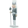 SHATCHI 25cm Silver/White Glitter Wooden Christmas Nutcrackers - 3pcs Set