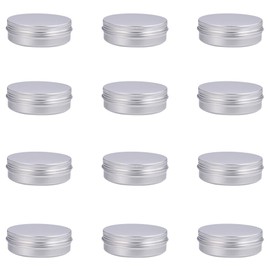 BENECREAT 12-Piece Set 3.4 fl oz (100 ml) Aluminum Cans, Aluminum Screw Cap Cans, Divided Containers, Refill Containers, Cream Case, Storage Box for Cosmetics, Cream, Small Items, Silver