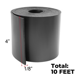 Vefhby Neoprene Rubber Strips, 4" Wide x 1/8" Thick x 10' Long Solid Rubber Sheets, Rolls & Strips for DIY Gaskets, Crafts, Pads, Flooring, Protection, Supports, Leveling