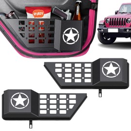 AIAUTOAIEV Front Door Pocket Metal Storage Box for Jeep Wrangler JL JLU 4XE 2018-2025 & Gladiator JT 2020-2022 2023 2024 2025 Accessories Door Storage Organizer(Not Power Seat) (Star Rear Door)
