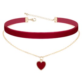 Heveer Choker Collar Layered Adjustable Collar Women's Jewellery for Girls Gothic Choker Necklace, Velvet