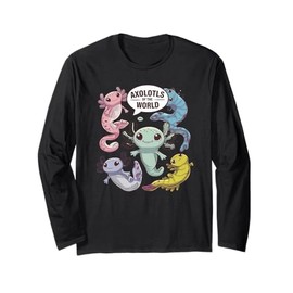 Axolotl Cute Axolotls Of The World Kawaii Children's Long-Sleeved Shirt, black