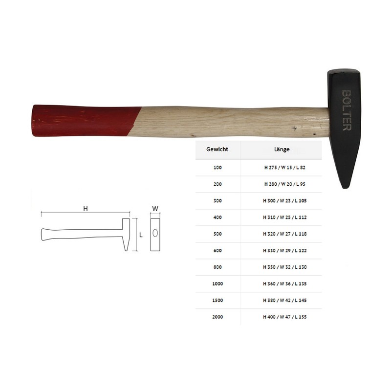 Engineer's Hammer 800 g with Wood Handle HAMMER NEW Bolter Wood