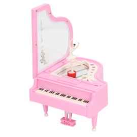 Pink Piano Music Box Small Ballerina Girl Dancing Emulational Pianoforte Music Box Birthday Gift for Girl