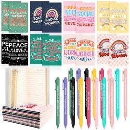 32 Pcs Motivational Ballpoint Pens Notebooks Gifts Set Inspirational Pen Small Notepad Mini Journal Employee Appreciation Gifts for Social Worker Teacher Staff Coworker Volunteer Students Gift