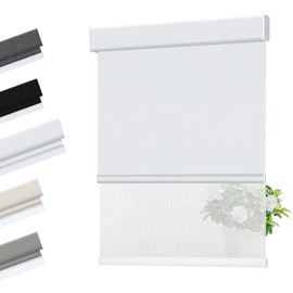 Allesin zen Cordless Dual Roller Shades with Square Cassette, Double Layer Shades, Blackout and Light Filtering, Day and Night Blinds for Home Office Door, White and White, 35" W X 72" H