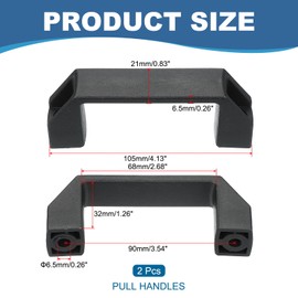 PATIKIL Plastic Pull Handles 90mm Hole Centers, 2 Pcs Square Drawer Pulls Kitchen Hardware for Luggage Mechanical Equipment Door Cupboard Handle, Black