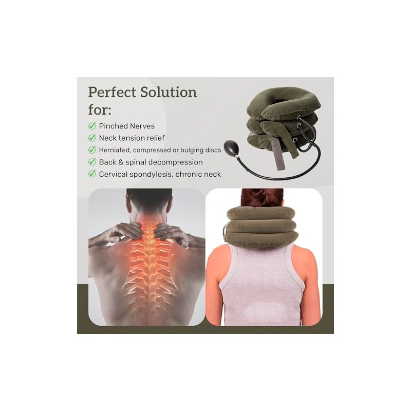 Collarín Cervical Inflable Ajustable Con Tracción Cervical, Extensor Cervical De