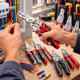 12-in-1 Multifunctional Wire Stripper Pliers, Foldable Electrician Tool with Live/Neutral Wire Detection