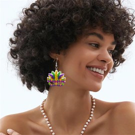 coadipress Colorful Mardi Gras Acrylic Earrings for Women Feather Mask Shape Dangle Earrings Lightweight Teardrop Leaf Earrings Carnival Champagne Bottle Earrings Holiday Party Earrings (Mask)