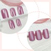 24Pcs French Tips Press on Nails Short Square, Light Purple