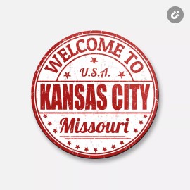 Unbranded Kansas Missouri USA State City Welcome | 4'' X 4'' Round Decorative Magnet