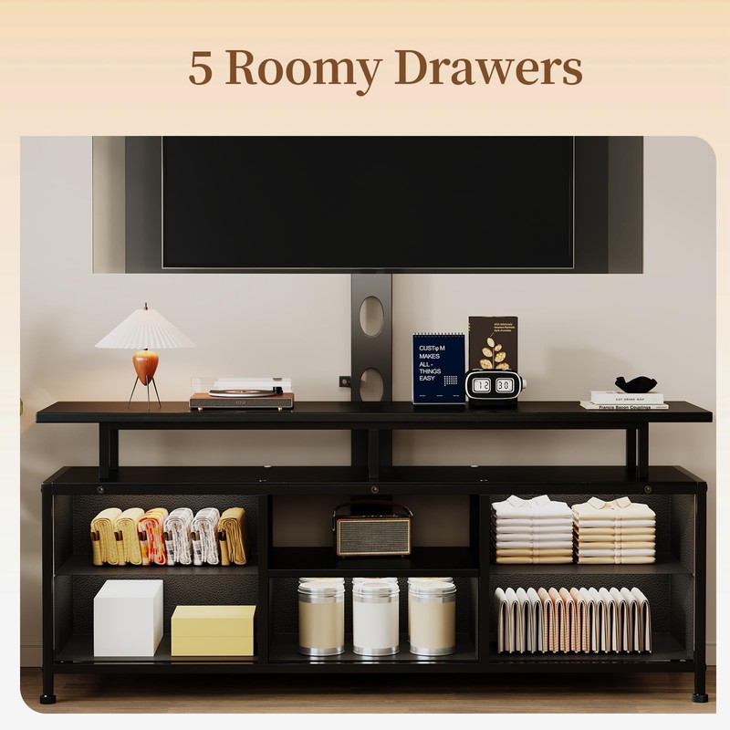 DrawXynth TV Stand with Mount for 32-75 Inch TVs, 47-inch