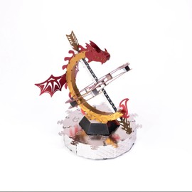 Metal Time Sun Chaser Sundial Metal Model Kit, Red Dragon Metal Puzzle Sundial, 3D Metal Puzzle with Functional, and Exquisite Design, 57 Pieces