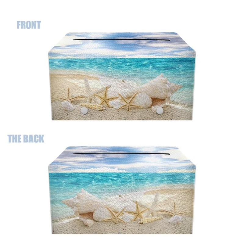 KUIFORTI Starfish Seashell Tissue Box Cover Rectangle Car Tissue Holder