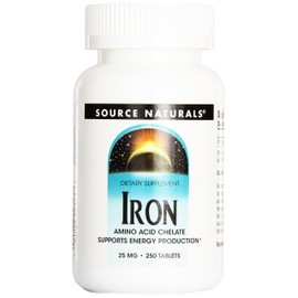 Source Naturals Iron Chelate, 25mg, 250 Tablets (Pack of 12)