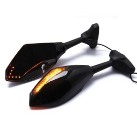 Unbranded Rearview Mirrors With Turn Signals LED For Kawasaki Ninja ZX6R ZX636 ZX9R ZX10R
