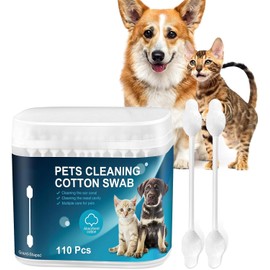 110-Pet Ear Cleaning Swabs for Dogs & Cats – Gentle Cotton Tips, Safe Dual-Ended Design, Effective Grooming & Care for Pets