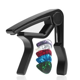 WINGO WINGO Guitar Capo for Acoustic and Electric Guitars with 5 Picks for Free, Black.